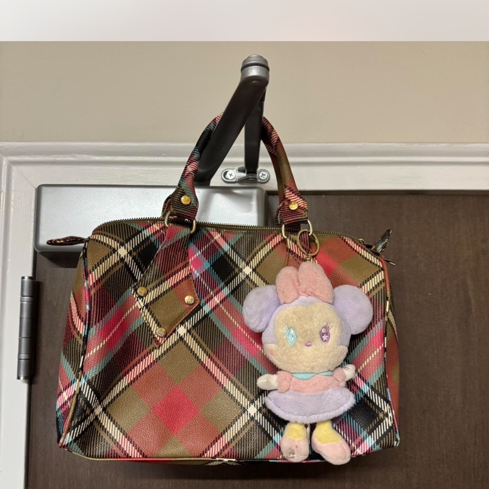 Vivienne Westwood Red and Black Satchel with Tartan Design